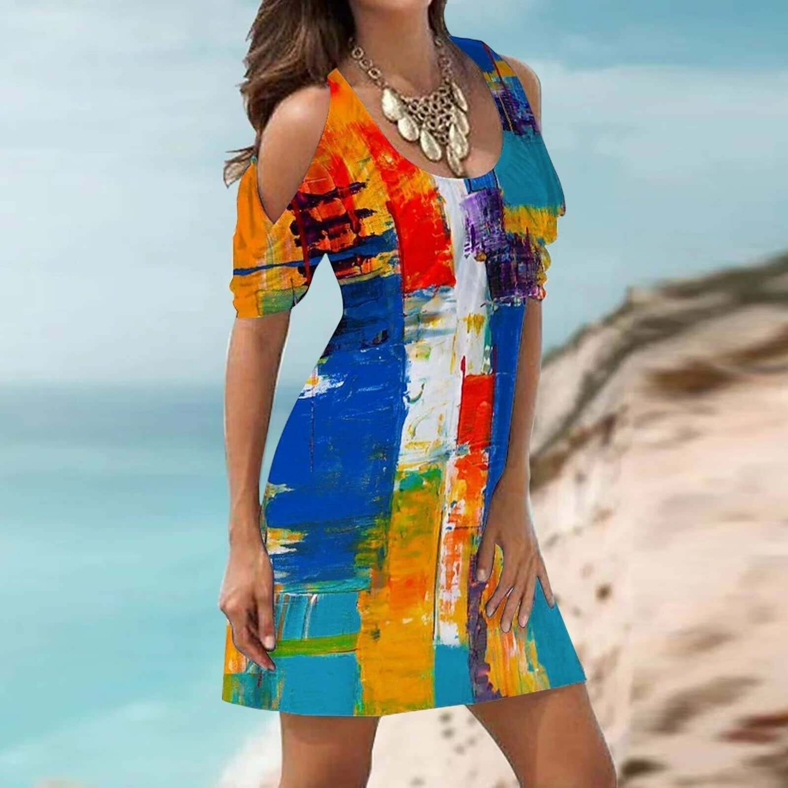 2024 Y2K Boho Dress with Cute Aesthetic, Short Sleeves & Comfy Vibe for Summer Style