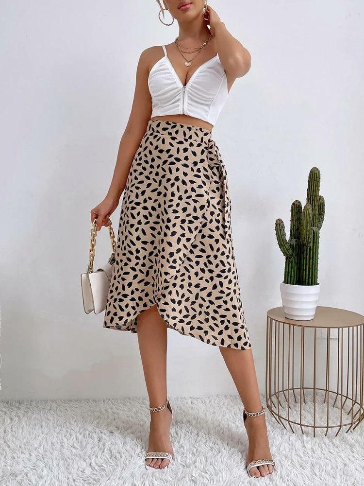 Asymmetric Tie Side Wrap Midi Skirt - Y2K Fashion, Grunge Aesthetic, Summer Outfits, Cute Styles