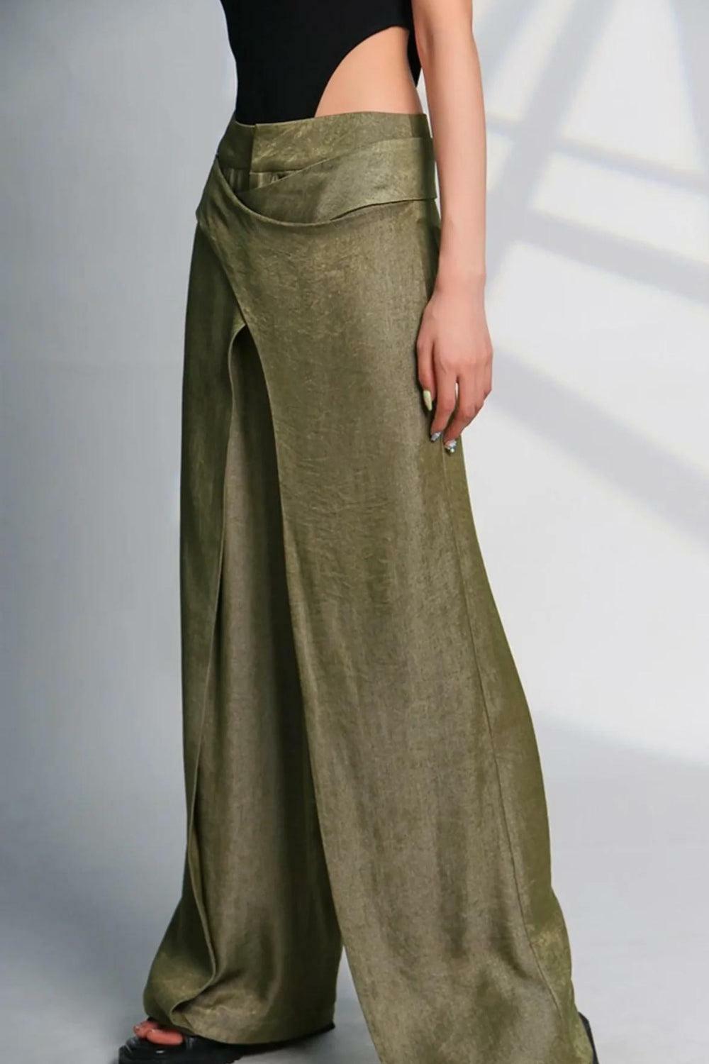 Asymmetrical Wide Leg Cargo Pants - Y2K Grunge Style for Trendy Summer Outfits