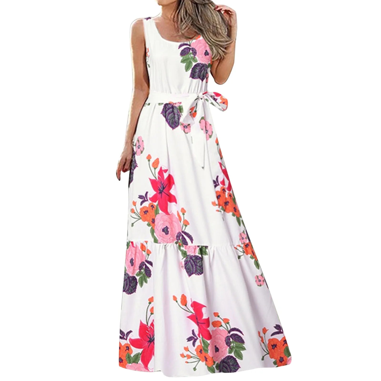 Bohemian Floral Maxi Dress - Vintage Lace-Up Tank for Summer Parties & Casual Outfits