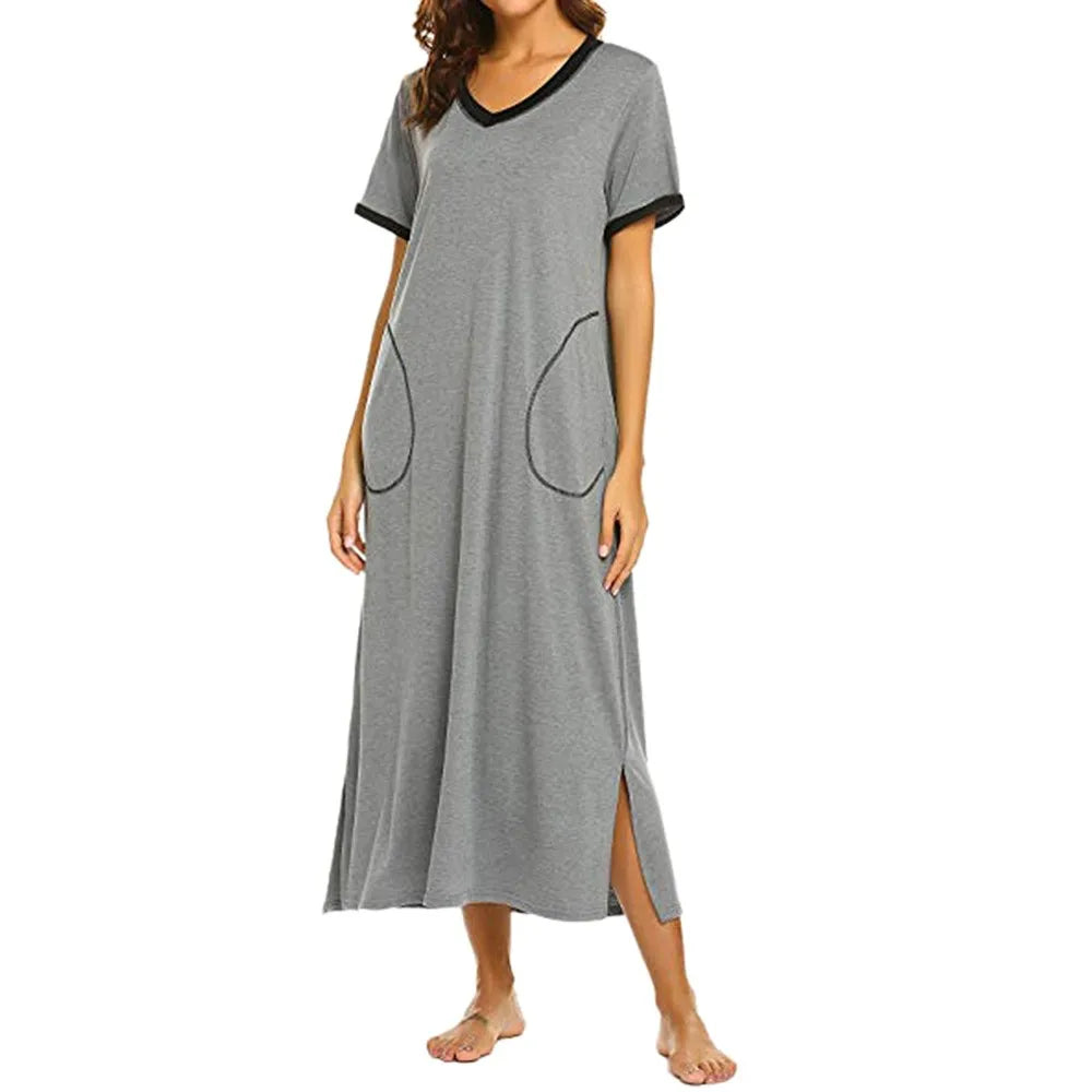 Coquette Aesthetic Ultra-Soft V Neck Nightgown - Y2K Fashion Casual Summer Dress