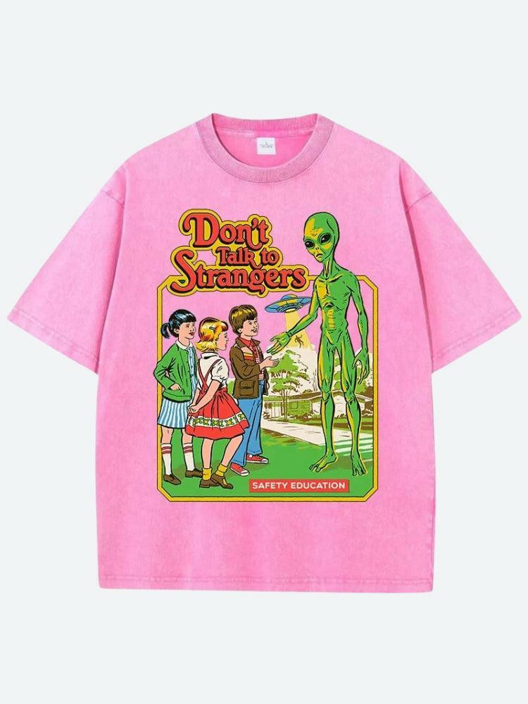 Don't Talk To Strangers Y2K Tee - Vintage 90s Grunge Aesthetic for Summer Outfits