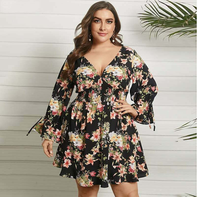 Floral Print Mini Sundress - Y2K Aesthetic V-Neck Dress for Coquette & Grunge Styles