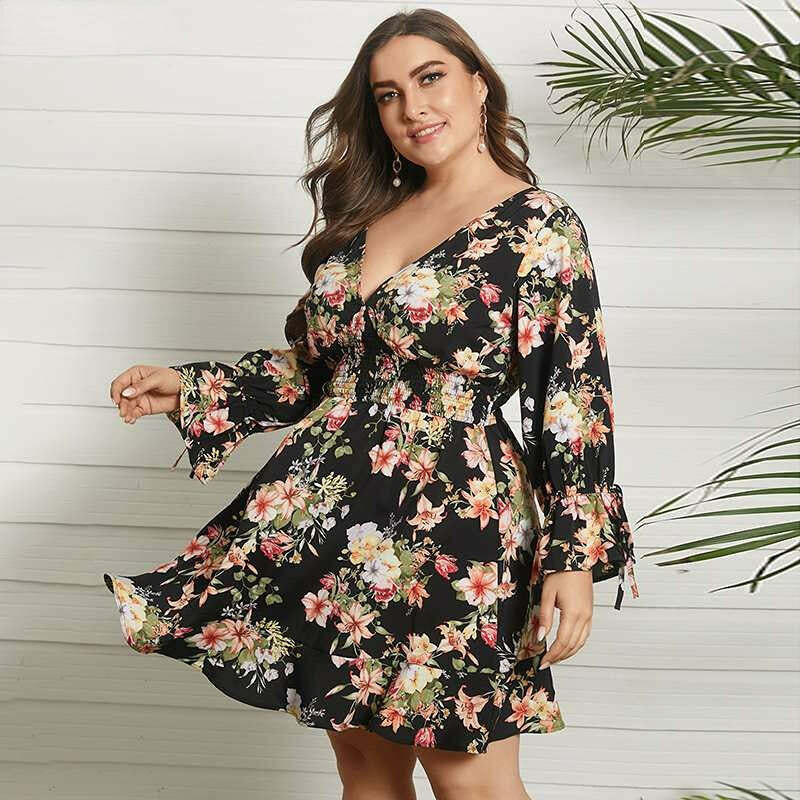 Floral Print Mini Sundress - Y2K Aesthetic V-Neck Dress for Coquette & Grunge Styles