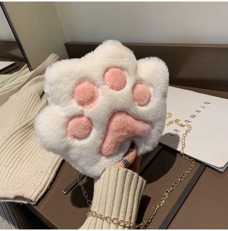 Kawaii Plush Paw Crossbody Bag - Y2K Aesthetic, Cute Outfits, 90s Fashion, Grunge Style