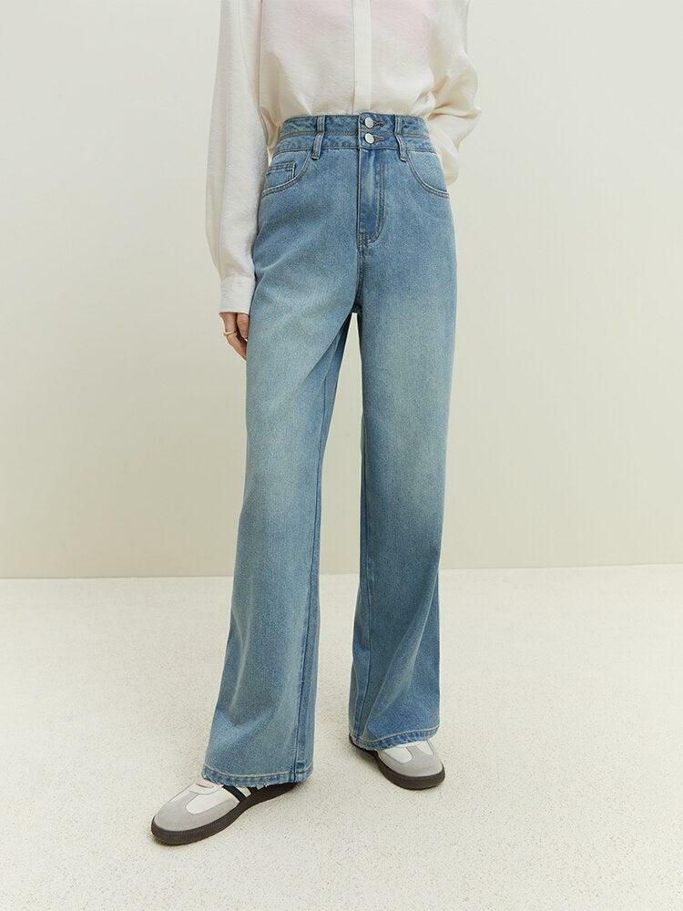 Light Wash Double Buttoned Baggy Jeans - Y2K Fashion, 90s Style, Grunge Aesthetic