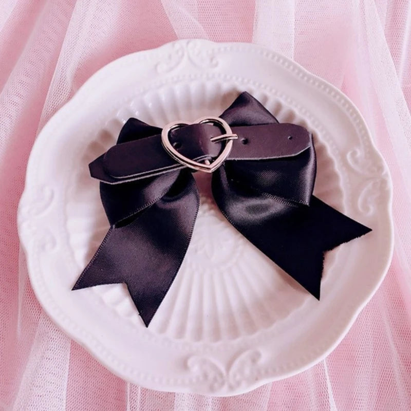 Pastel Goth Bow Hair Pins for Y2K Fashion, Grunge Aesthetic, and Cute Outfits