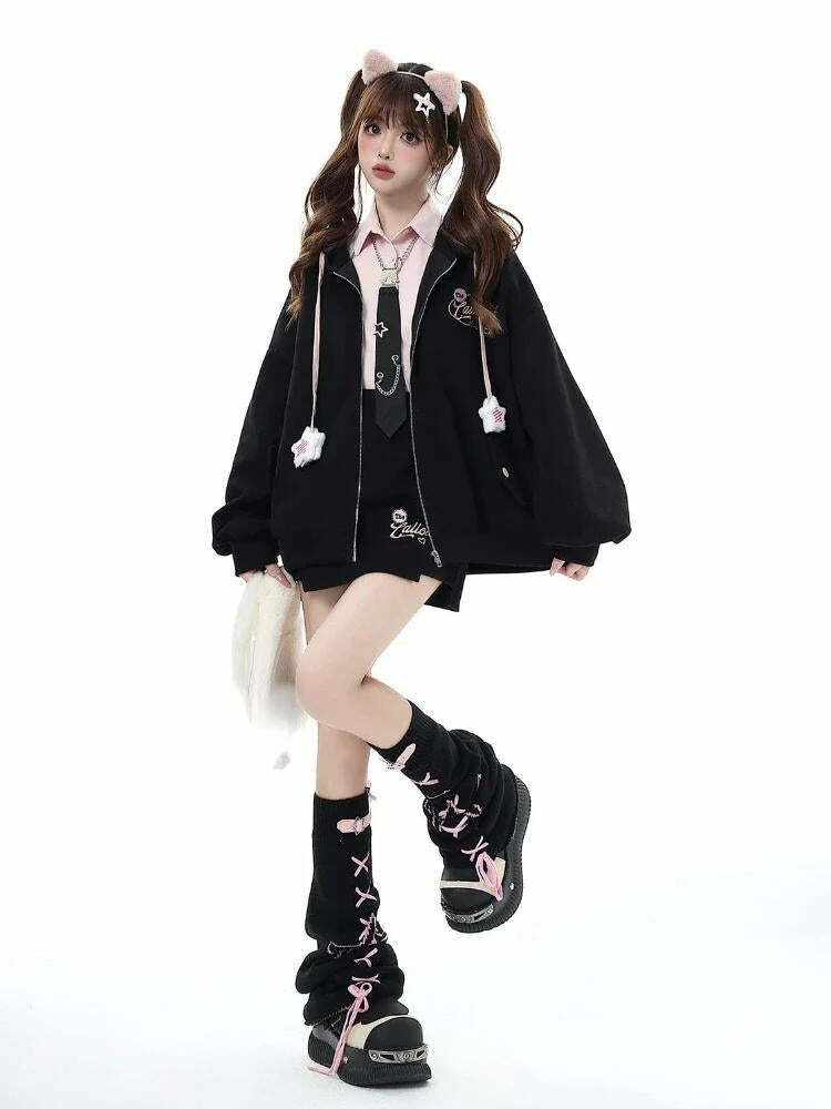 Pastel Goth Lace-Up Belted Leg Warmers for Y2K Fashion, Grunge Aesthetic & 90s Outfits