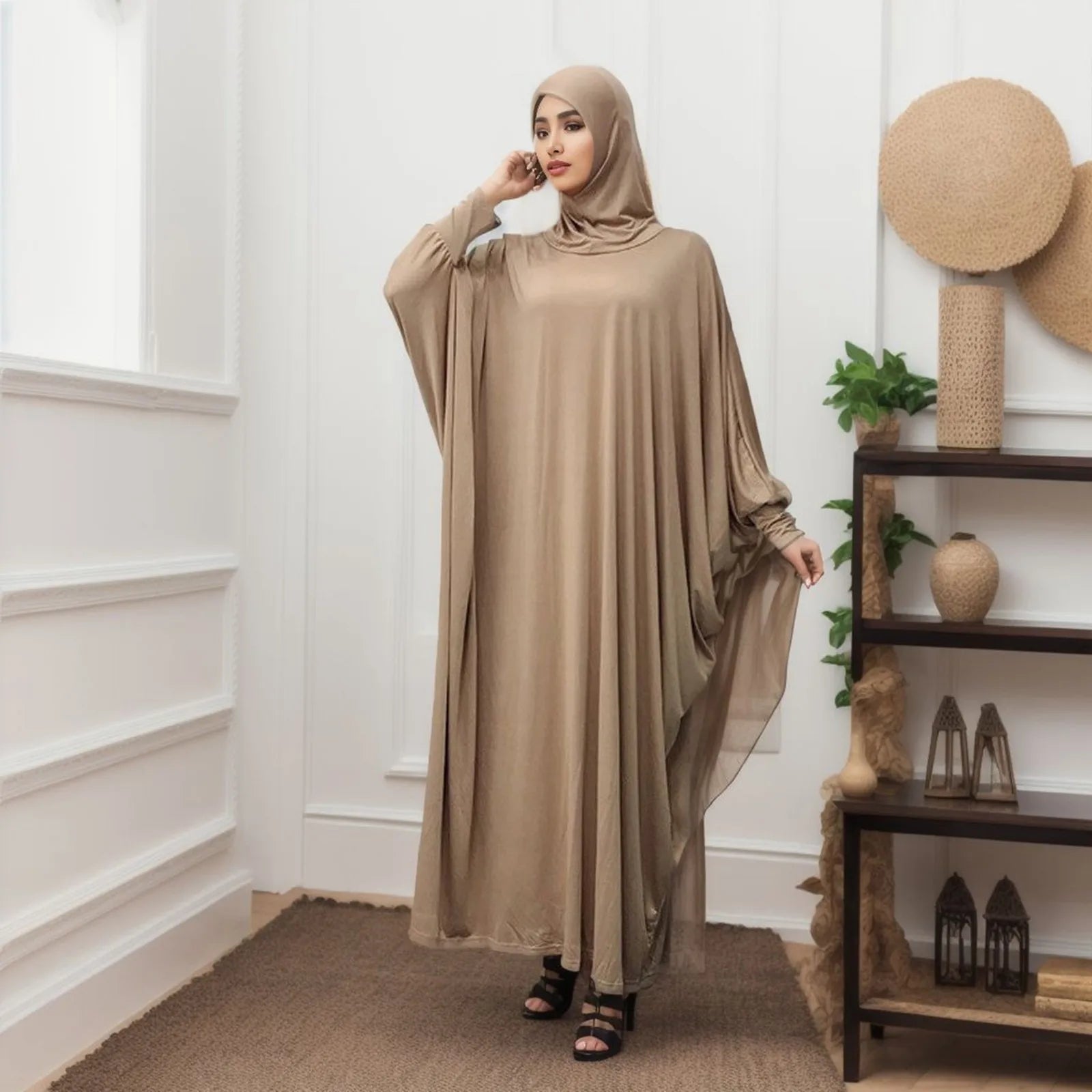 Solid Color Bat Cardigan Robe - Y2K Aesthetic Long Sleeve Maxi Dress for Cozy Style