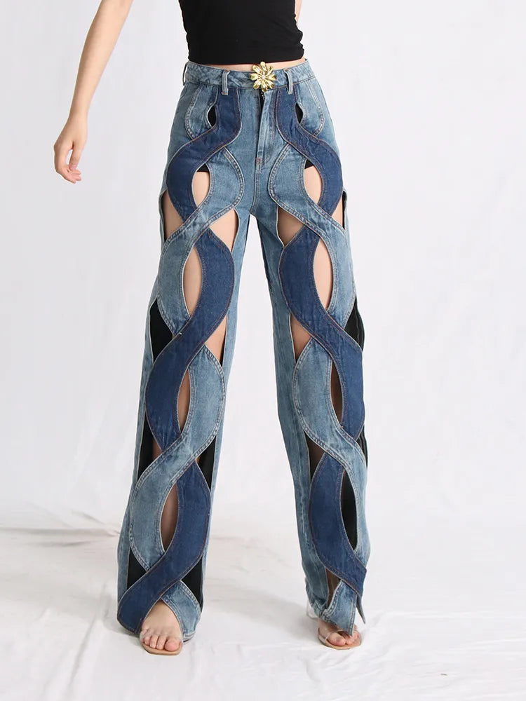 Trendy Y2K Cut Out Denim Jeans - Grunge Style for Summer Outfits & 90s Fashion Lovers