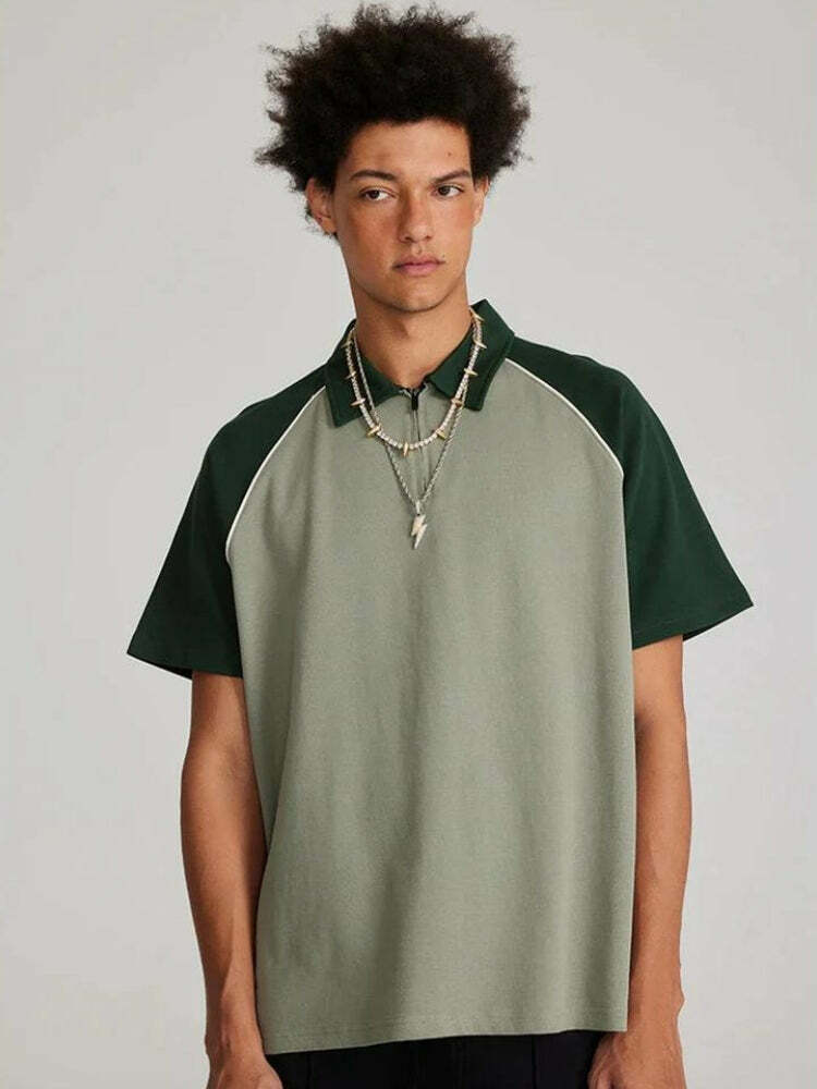 Vintage Y2K Half Zip-Up Polo Tee - 90s Grunge Aesthetic, Cute Summer Outfit Essential