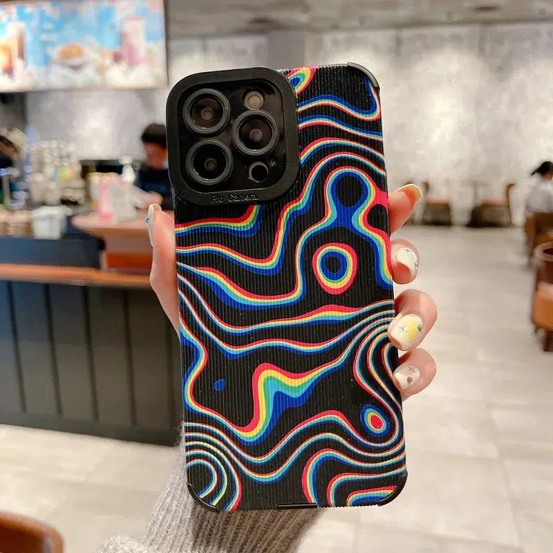 Wavy Rainbow Phone Case - Y2K Aesthetic, 90s Style, Cute Outfits, and Grunge Vibes