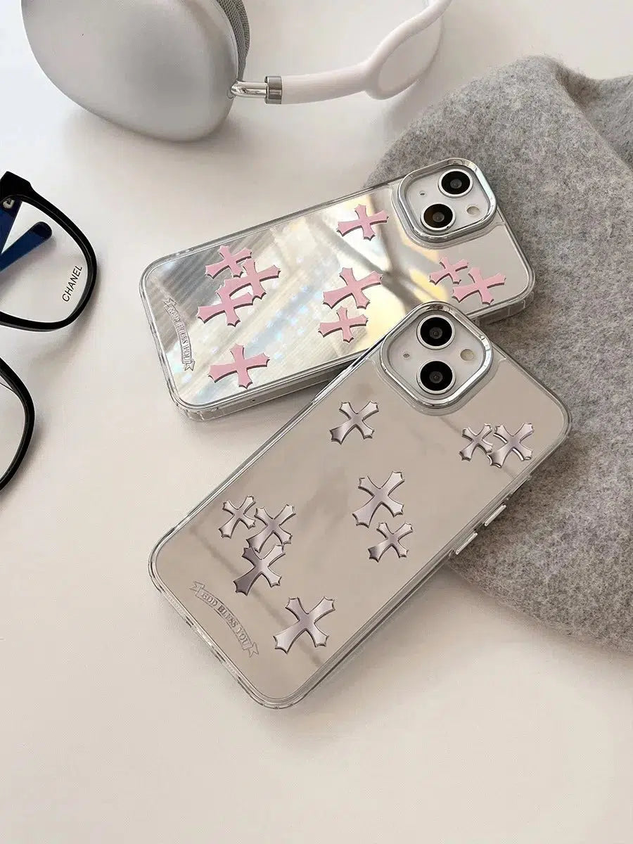 Y2K Aesthetic Cross Reflective Phone Case - 90s Grunge Style for Trendy Outfits