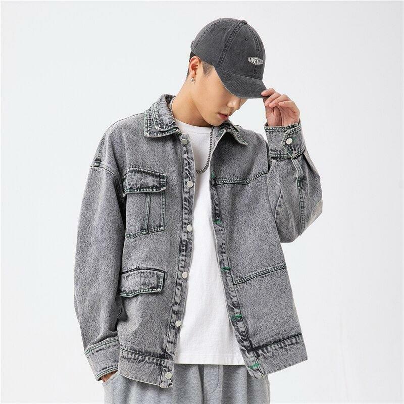 Y2K Aesthetic Double-Collared Denim Jacket for Grunge & 90s Fashion Lovers