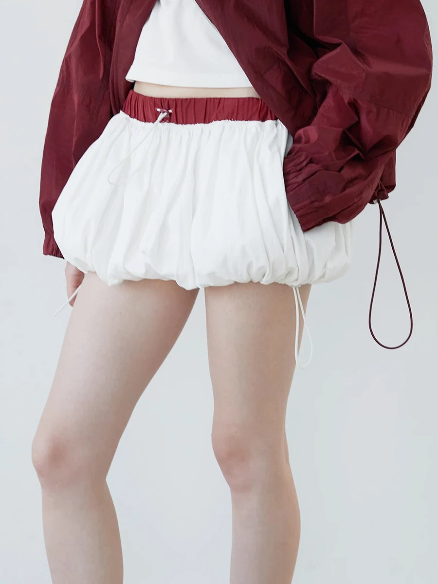 Y2K Aesthetic Drawstring Bubble Mini Skirt - Trendy Summer Outfit for 2000s Fashion Lovers