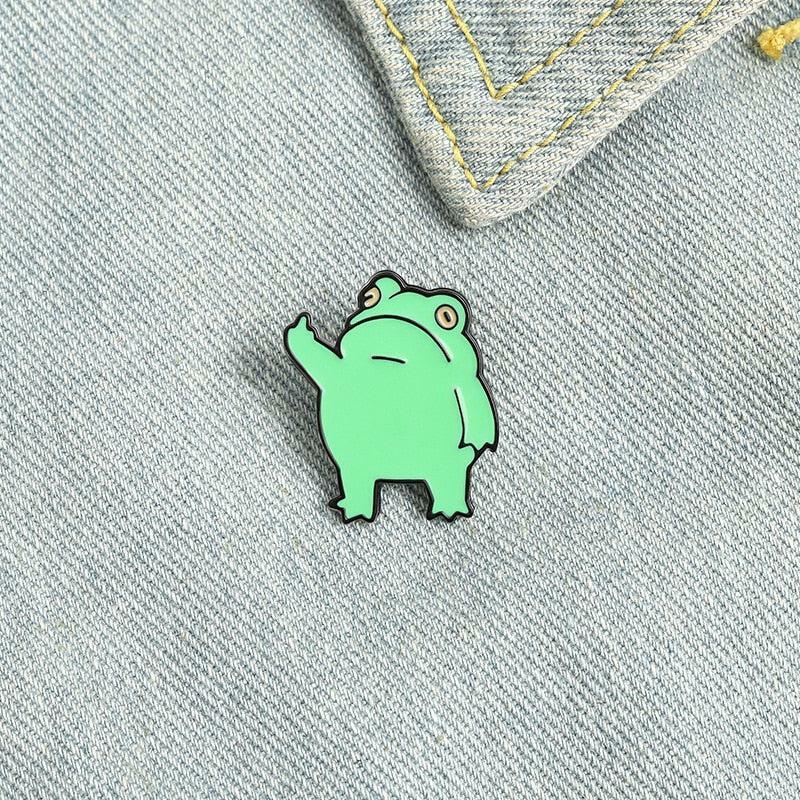 Y2K Aesthetic Middle Finger Frog Pins - Grunge Style Accessories for 2000s Fashion Lovers