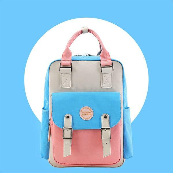 Y2K Aesthetic Multicolor Pastel School Backpack for Trendy 90s & Grunge Outfits