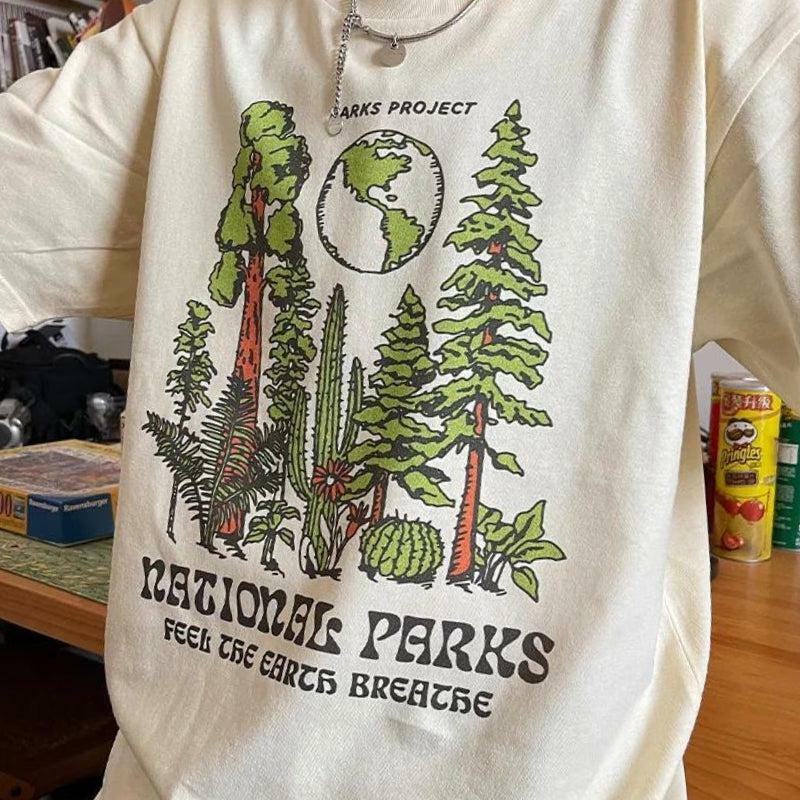 Y2K Aesthetic National Parks Tee: Vintage 90s Grunge Style for Summer Adventures