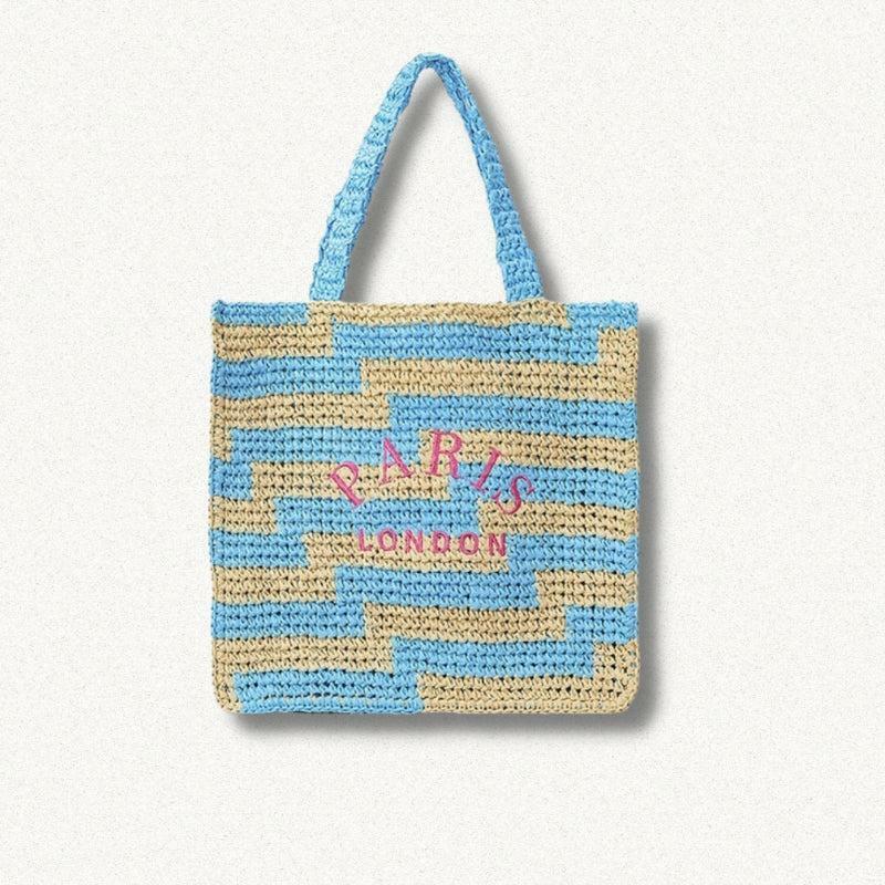 Y2K Aesthetic Paris Straw Beach Bag for Summer Outfits, Grunge Style & Cute Accessories