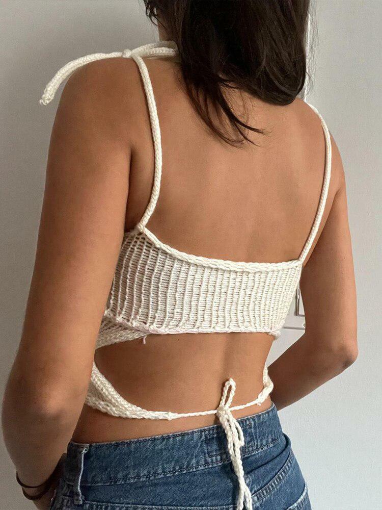 Y2K Aesthetic Rose Knitted Crop Top - Perfect for Summer Outfits & 90s Fashion Vibes