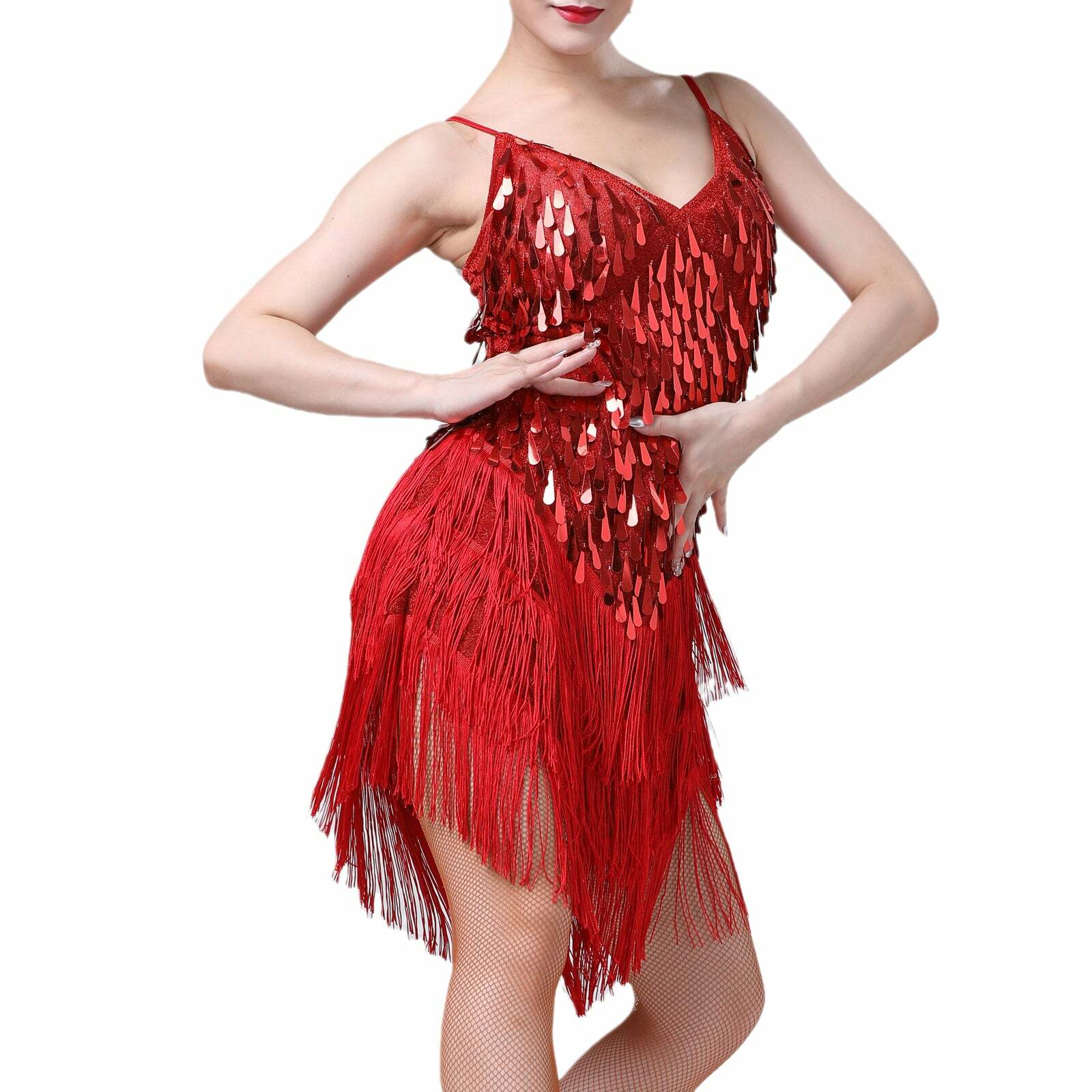 Y2K Aesthetic Sequins Tassel Dress - Cute Coquette Style for Dance & Night Out