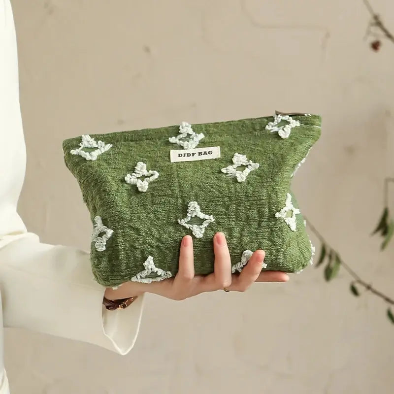 Y2K Aesthetic Tasseled Star Embroidered Makeup Bag for Grunge & 90s Fashion Lovers