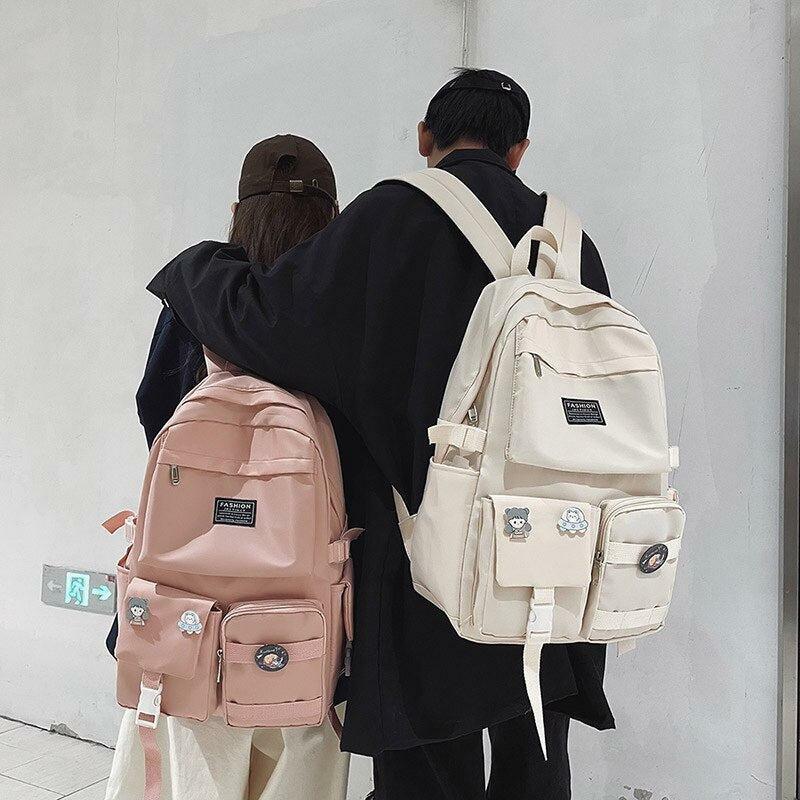 Y2K Aesthetic Unisex School Backpack with Extra Pockets for 90s Fashion Lovers