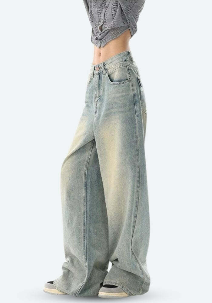 Y2K Baggy Denim Jeans - Vintage 90s Grunge Style for Effortless Summer Outfits