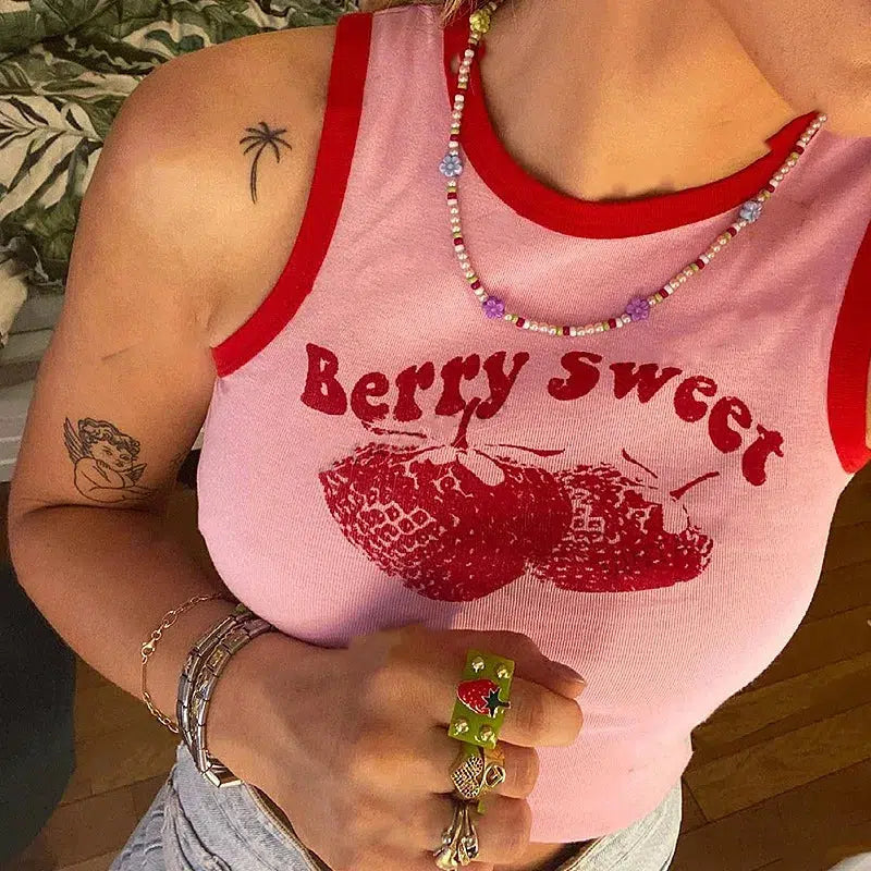 Y2K Berry Sweet Crop Top - Trendy Summer Outfit, Perfect for 90s Aesthetic & Grunge Style