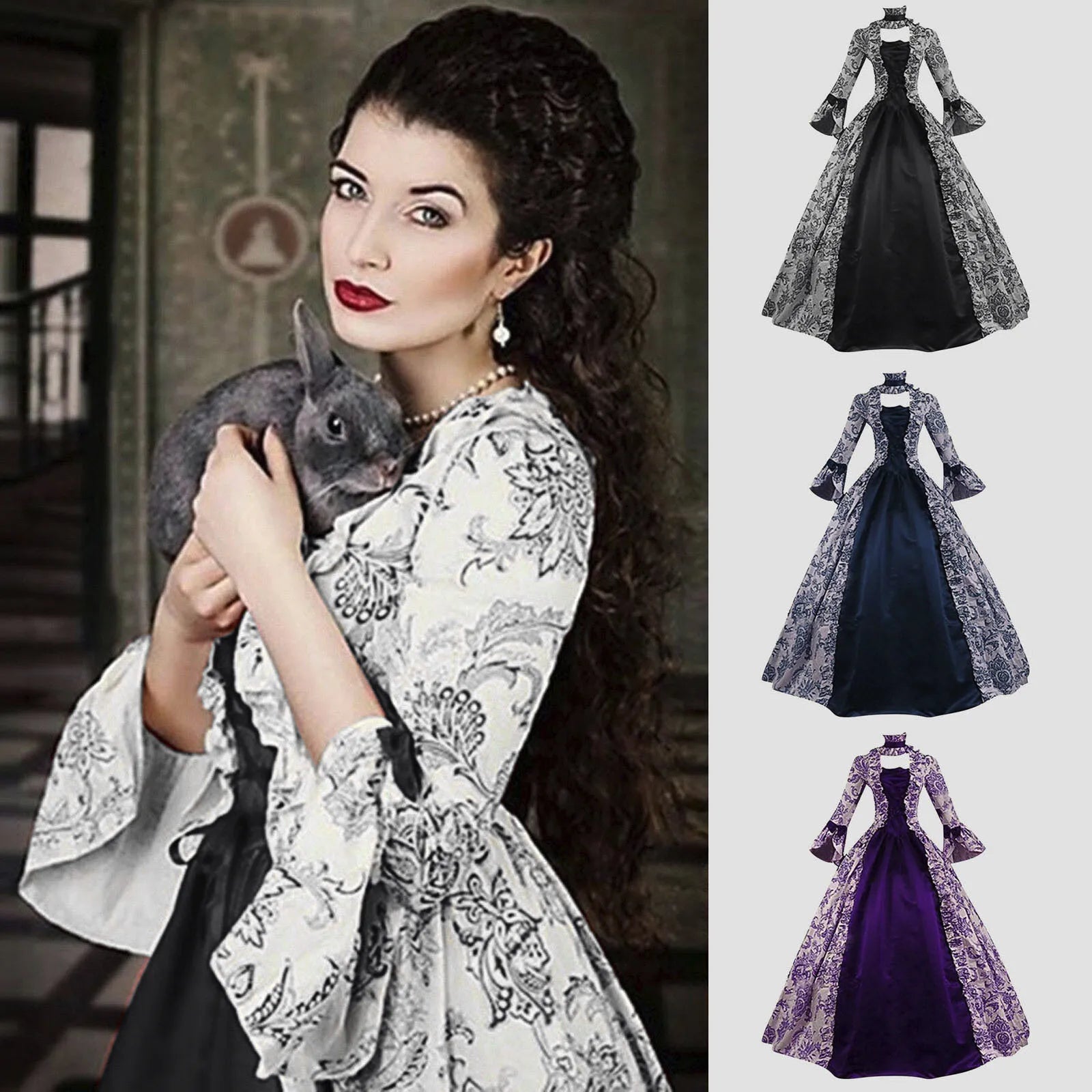 Y2K Coquette Aesthetic Floral Robe Dress - Vintage Inspired Medieval Style for Unique Outfits