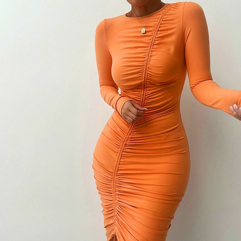 Y2K Coquette Aesthetic Long Sleeve Drawstring Midi Dress - Cute & Comfy Fashion Essential