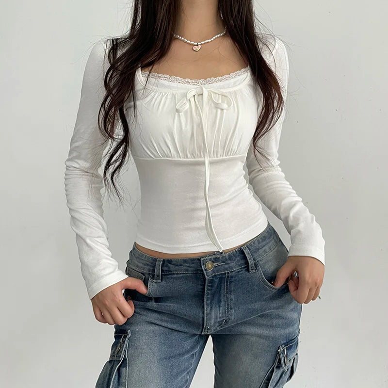 Y2K Coquette Bow Ruched Bust Top - Cute Summer Outfit for 90s Fashion Lovers