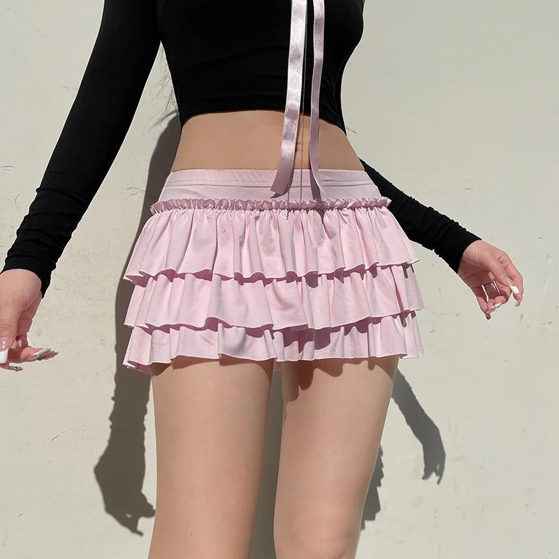 Y2K Coquette Layered Bow Mini Skort - Trendy Summer Outfit for 2000s Fashion Lovers