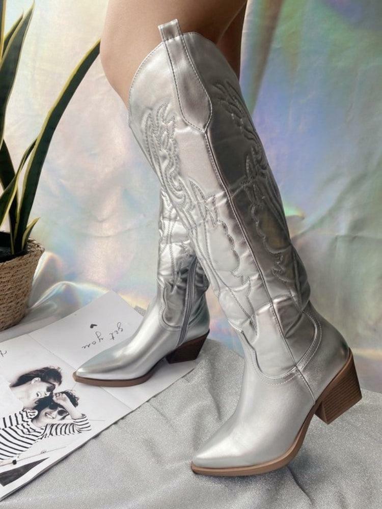 Y2K Cowgirl Knee-High Boots for Grunge & 2000s Fashion - Perfect for Summer Outfits & Rave Looks