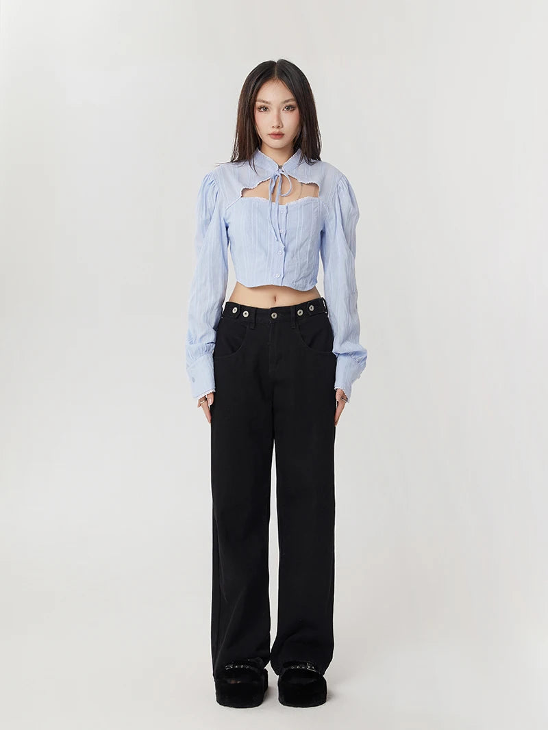 Y2K Cut Out Crop Top - Trendy Summer Outfit for Grunge, 90s, and Coquette Aesthetics