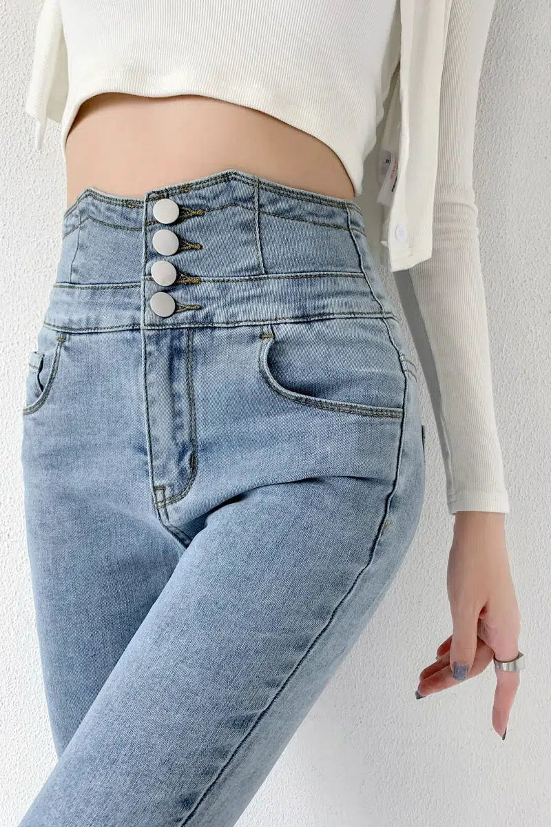 Y2K Cut Out Cross Waistband Skinny Jeans - Trendy Grunge & 90s Fashion Statement Piece