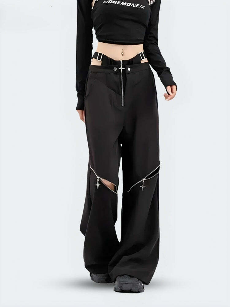 Y2K Cut Out Waist Cargo Pants - Trendy Grunge Style for Summer Outfits & Aesthetic Looks