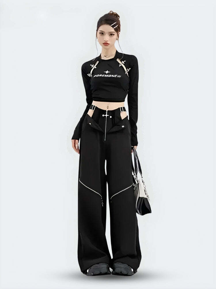 Y2K Cut Out Waist Cargo Pants - Trendy Grunge Style for Summer Outfits & Aesthetic Looks