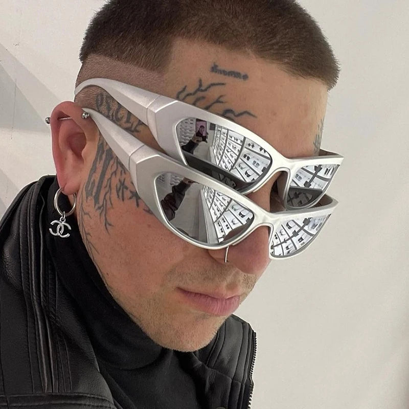 Y2K Cyberpunk Cat Eye Sunglasses for Rave Outfits, Grunge Style & Aesthetic Looks