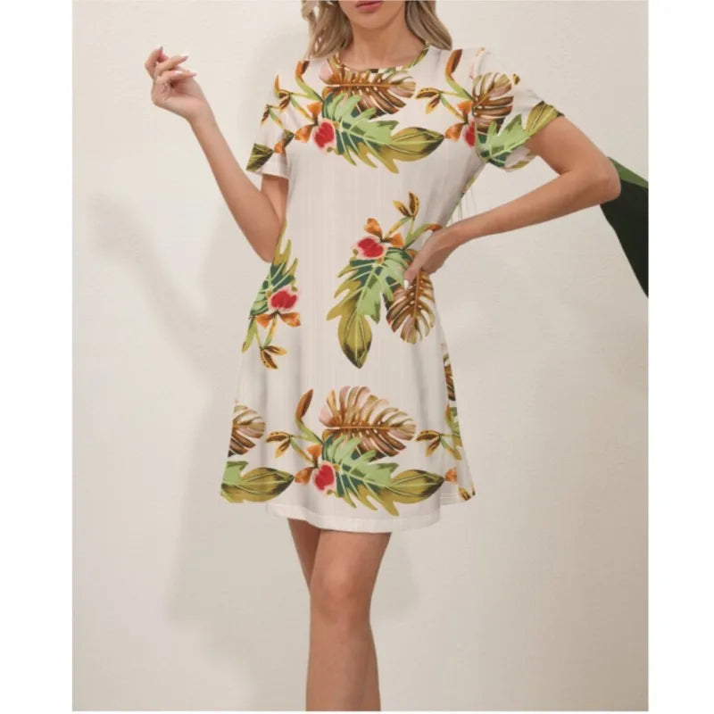 Y2K Floral Mini Dress - Cute Coquette Aesthetic with Slim Fit and Short Sleeves