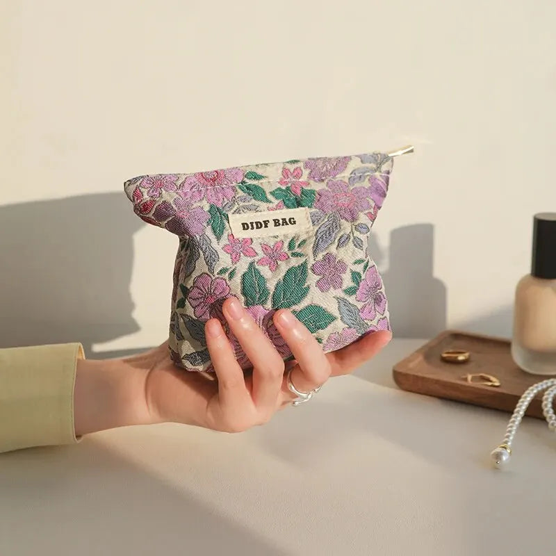 Y2K Floral Mini Makeup Bag - Cute Summer Aesthetic for 2000s Fashion Lovers