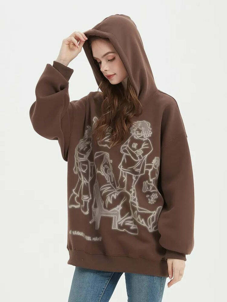 Y2K Graphic Printed Hoodie - Trendy 90s Grunge Style for Summer Outfits & Aesthetic Looks