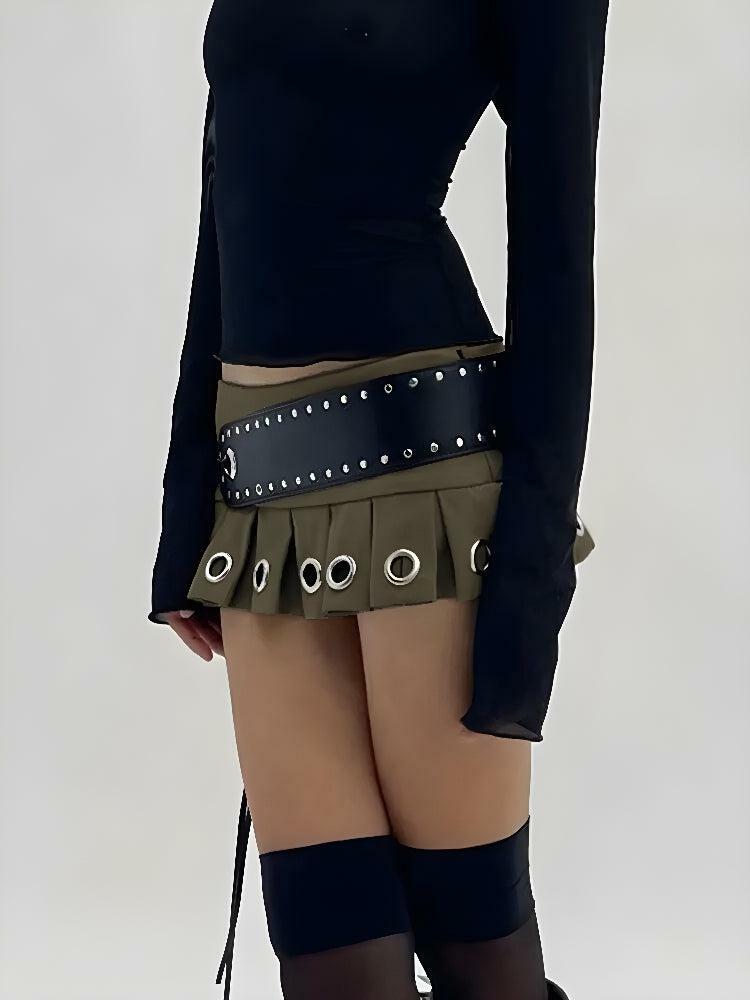 Y2K Grunge Belted Mini Skirt - Trendy 90s Fashion for Summer Outfits & Aesthetic Looks