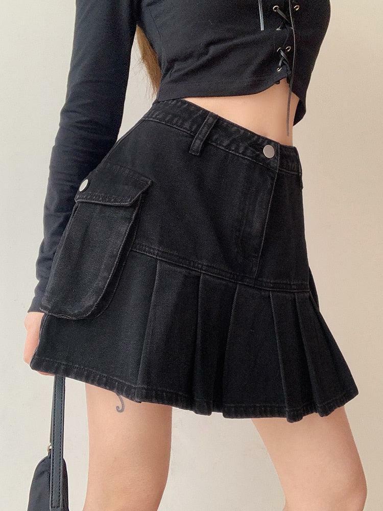 Y2K Grunge Cargo Denim Mini Skirt - Trendy 90s Fashion for Summer Outfits & Aesthetic Looks