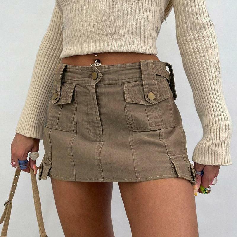 Y2K Grunge Cargo Mini Skirt - Trendy Summer Outfit for a Chic Aesthetic Look