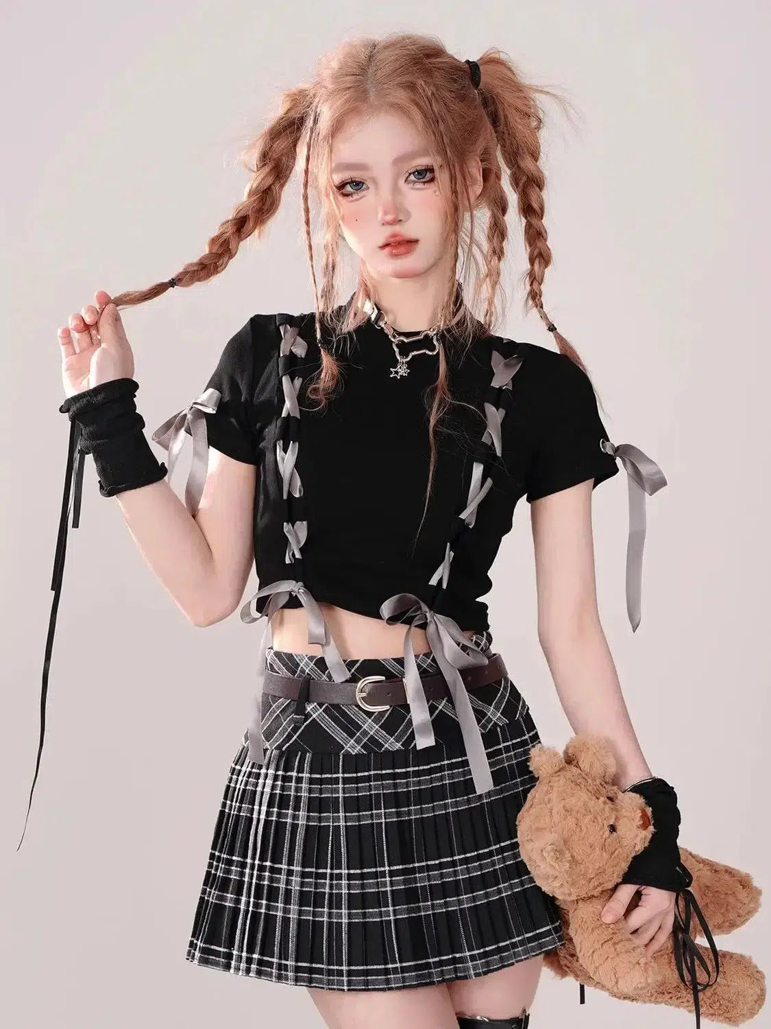 Y2K Grunge Coquette Lace-Up Crop Top for Summer Outfits & Aesthetic Looks