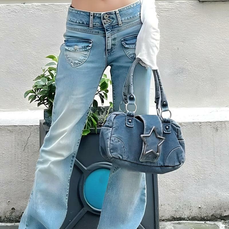 Y2K Grunge Denim Bag: Vintage 90s Style, Perfect for Summer Outfits & Aesthetic Looks