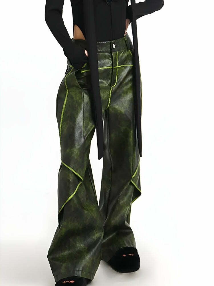 Y2K Grunge Faux Leather Cargo Pants for Trendy Summer Outfits & Aesthetic Looks