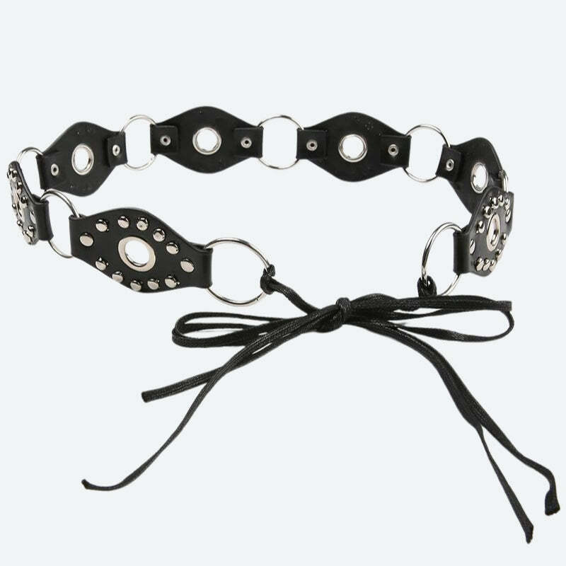 Y2K Grunge Faux Leather Lace-Up Belt for 90s Fashion & Aesthetic Outfits