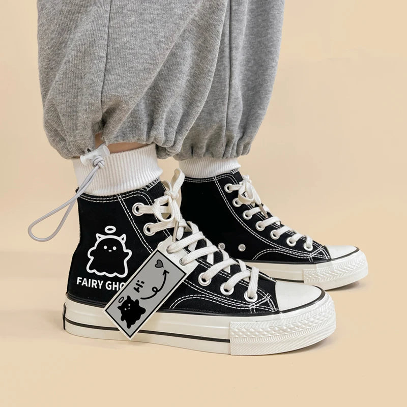 Y2K Grunge Lace-Up Canvas Shoes for Summer Outfits, 90s Aesthetic, and Cute Styles